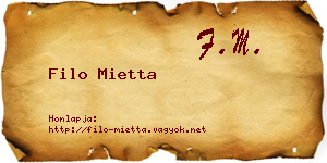Filo Mietta névjegykártya